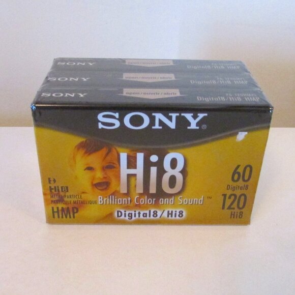 NEW Sony Hi8 HMP Digital8 Video Recording Tape, Sealed 3 pack - Picture 1 of 7